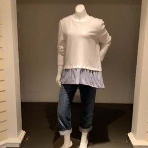 VINEYARD VINES NWT White Heavy Cotton Swing Top Blue/White Stripe Peplum Size S